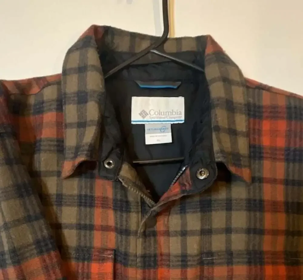Columbia Sportswear Interchange Plaid Quilted Lined Flannel Shirt Jacket